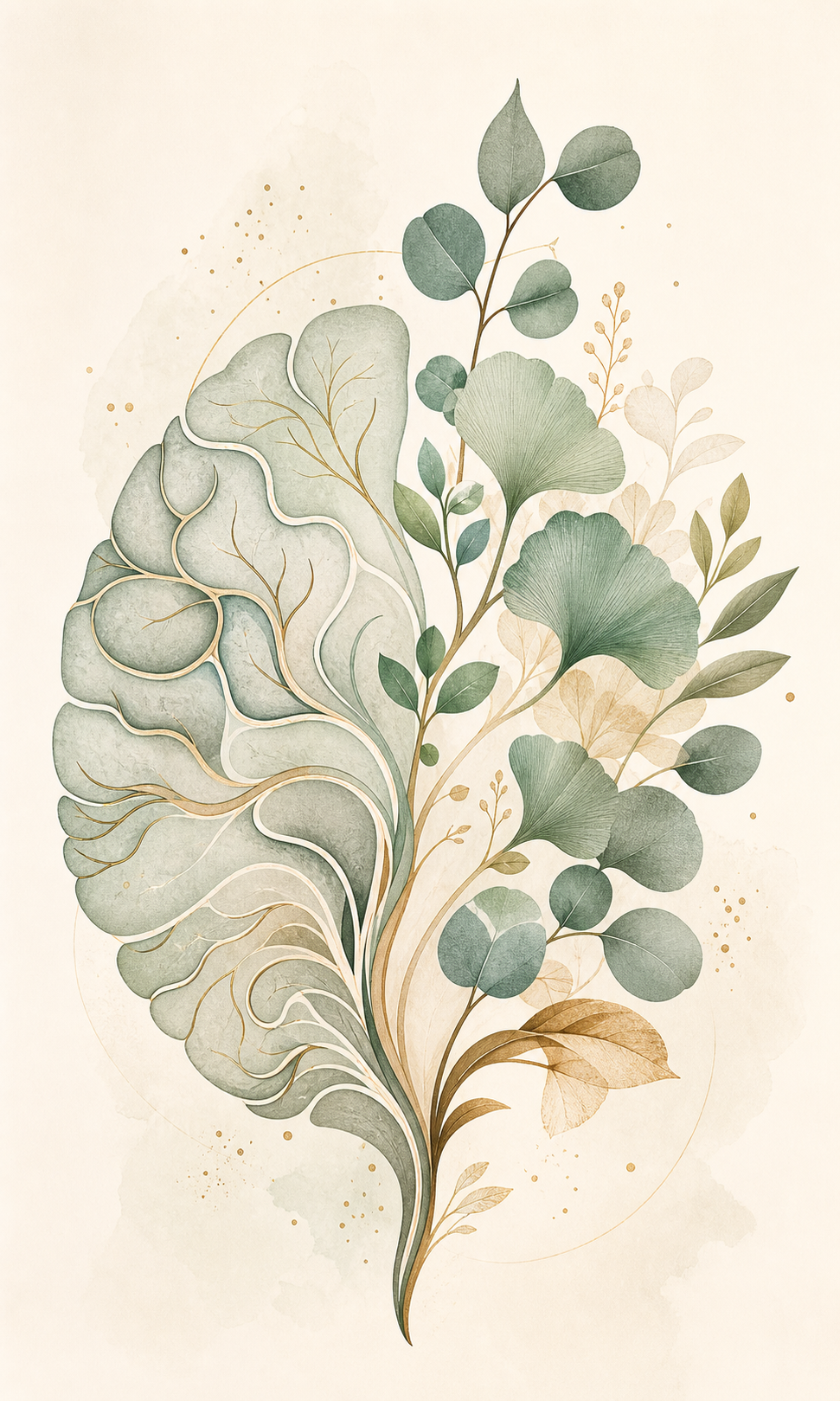 Illustration d’un cerveau se transformant en feuillage